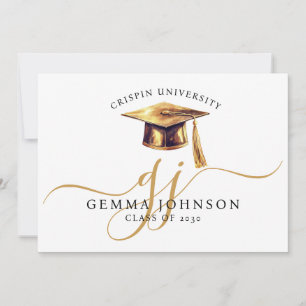 Elegant Graduation Name Gold Monogram Announcement