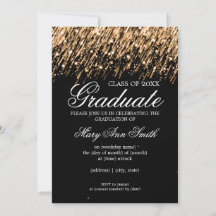 Elegant Graduation Party Falling Stars Gold Invitation