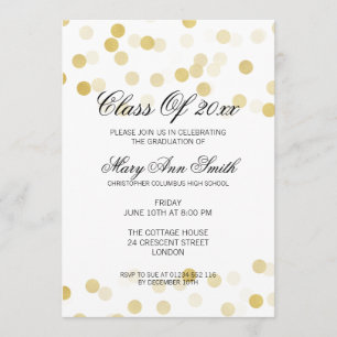 Elegant Graduation Party Gold Foil Glitter Lights Invitation
