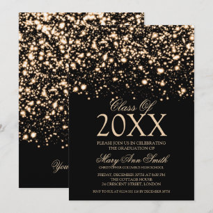 Elegant Graduation Party Gold Midnight Glam Invita Invitation