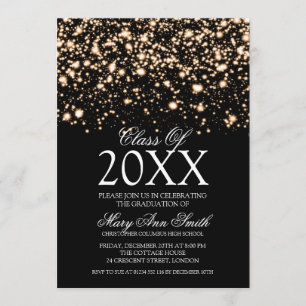 Elegant Graduation Party Gold Midnight Glam Invitation