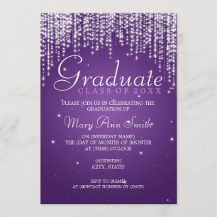 Elegant Graduation Party Night Dazzle Purple Invitation