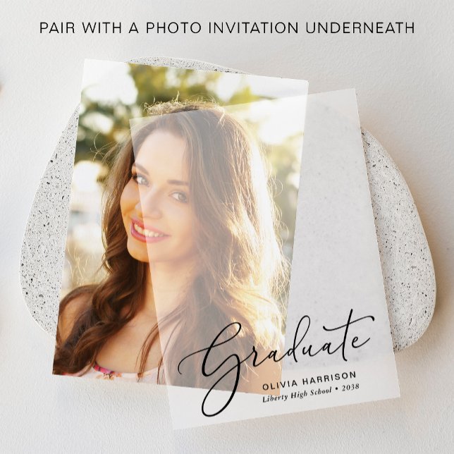 Elegant Graduation Party Overlay Vellum Invitations (Elevate your graduation party invitations with our timeless vellum overlays)