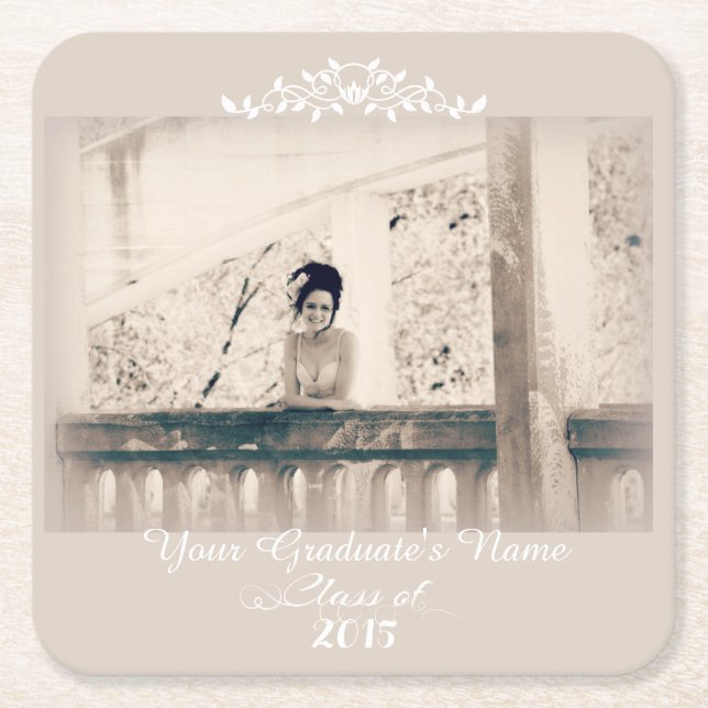Elegant Graduation Party Paper Coasters (Front)