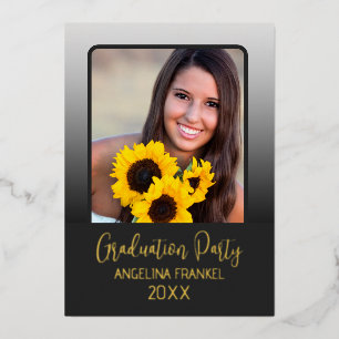 Elegant Graduation Party Photo Foil Invitation