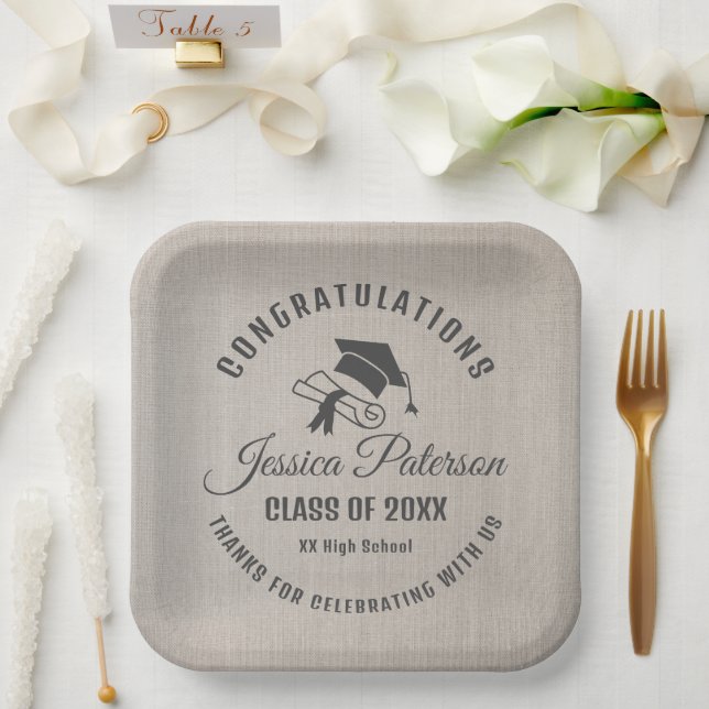 Elegant Graduation Party Sweet Personalized Name Paper Plate (Wedding)