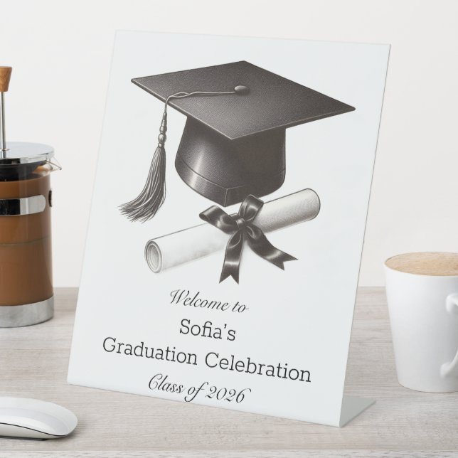 Elegant Graduation Pedestal Sign (In SItu)
