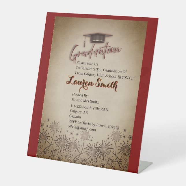 Elegant Graduation Pedestal Sign Template  (Front)