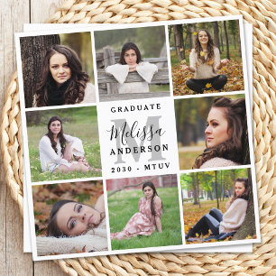Elegant Graduation Personalized 8 Photo Collage Invitation
