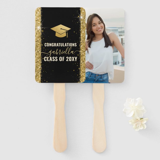 Elegant Graduation Personalized Photo Hand Fan (Front and Back)