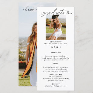 Elegant Graduation Photo Calligraphy Menu Card