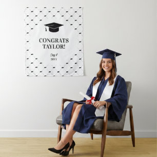 Elegant Graduation Photo Personalized Backdrop Tapestry