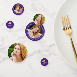 Elegant Graduation Purple Gold Photo Personalized Confetti