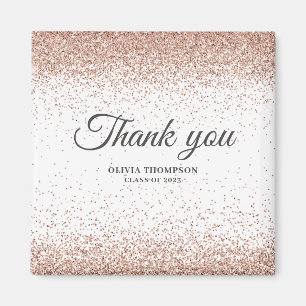 Elegant Graduation Rose Gold Glitter Thank You Magnet
