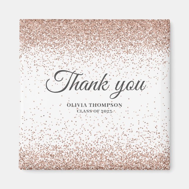 Elegant Graduation Rose Gold Glitter Thank You   Magnet (Front)