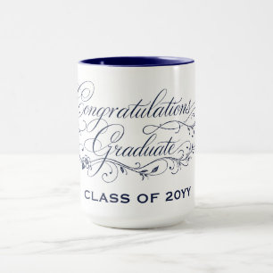 Elegant Graduation Script Design with Custom Year Mug