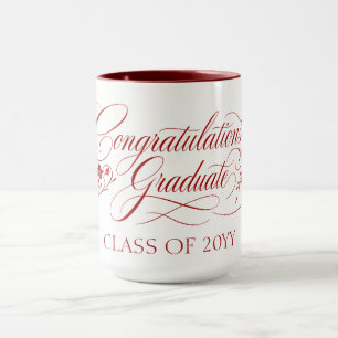 Elegant Graduation Script Design with Custom Year Mug