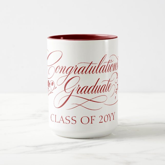 Elegant Graduation Script Design with Custom Year Mug (Center)