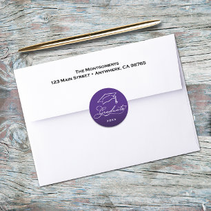 Elegant Graduation Script Purple Envelope Seal