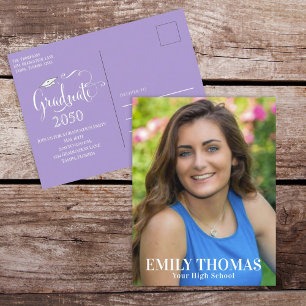 Elegant Graduation Simple Photo Sage Lavender Postcard