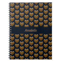 Élégant Grand Brossé Gold Hearts Journal