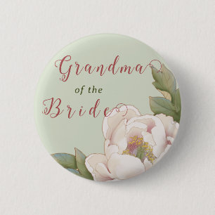 Elegant Grandma of the Bride Sage and Blush Floral 2 Inch Round Button