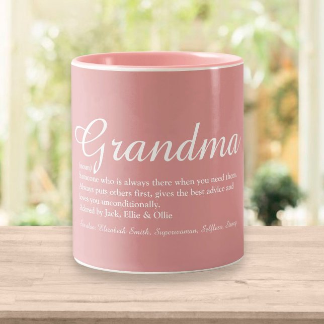 Elegant Grandma Script Definition Dusty Rose Pink Two-Tone Coffee Mug (Creator Uploaded)