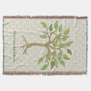 Elegant Grandparent's 21 Leaf Tree Throw Blanket