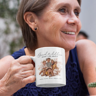 Elegant Grandparents Grandchildren Photo Frosted Glass Coffee Mug