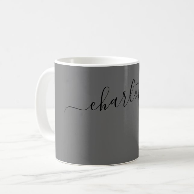 Elegant Granite Colour Modern Name Personalized Coffee Mug (Front Left)