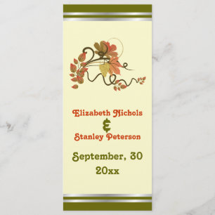 Elegant grape vine & leaves wedding program card