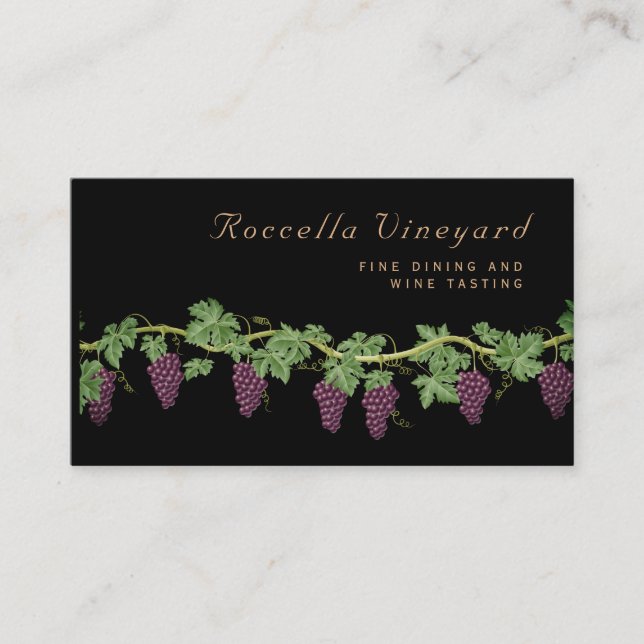 Elegant Grape Winery Vineyard Business Card (Front)