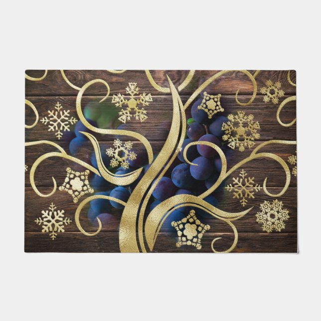 Elegant Grapes With Gold Pattern Doormat (Front)