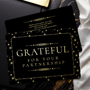 Elegant Grateful for Your Partnership Gold Foil  Holiday Card