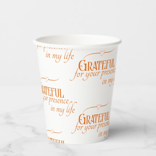 Elegant Grateful Thanksgiving Autumn Typography Paper Cups (Front)