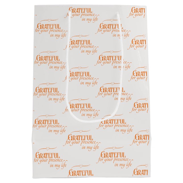 Elegant Grateful Thanksgiving Fall Pumpkin Orange Medium Gift Bag (Back)