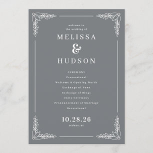 Elegant Gray Calligraphy With Floral Program