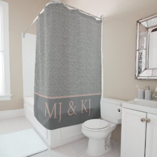 ELEGANT GRAY CREAM MONOGRAM INITIALS LEAF PATTERN 