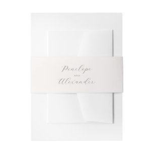 Elegant Gray Cursive Names Invitation Belly Band