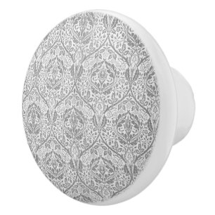 Elegant Gray Floral Pattern Ceramic Knob