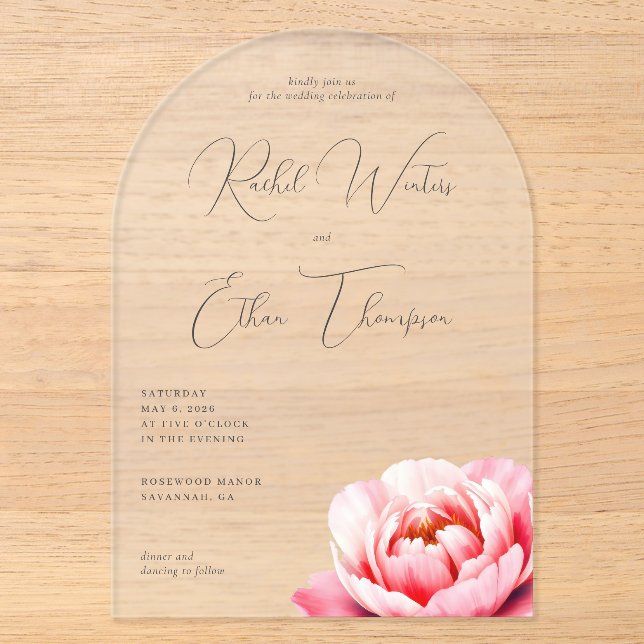 Elegant Gray Floral Wedding Invitation (Front)