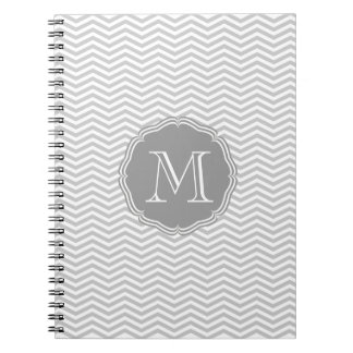 Elegant gray geometry of chevrón and monograma notebook