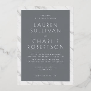 Elegant Gray Marble Wedding Invitation