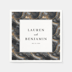 Elegant Gray Marbled Wedding Invitation Napkin