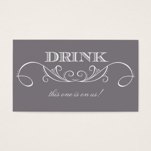 Élégant gray Mariage Swirl Boire billet (Devant)