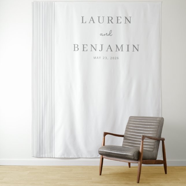 Elegant Gray Minimalist Lines Tapestry (In Situ)