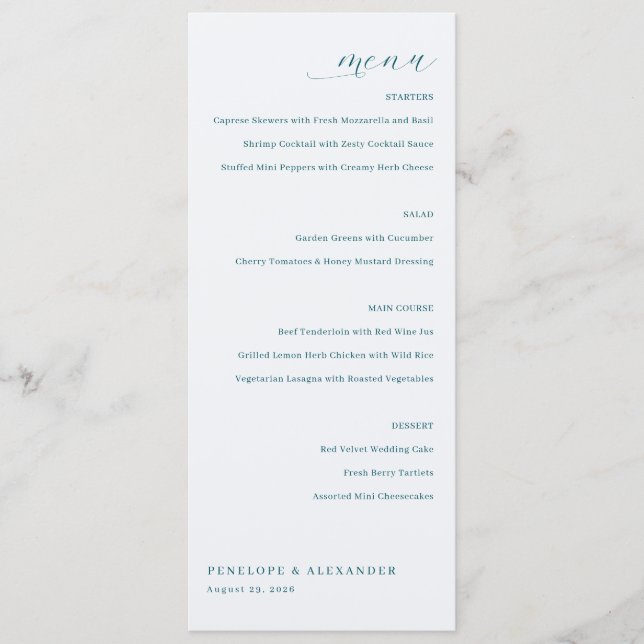 Elegant Gray Minimalist Menu (Front)