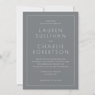 Elegant Gray Minimalist Wedding Invitation