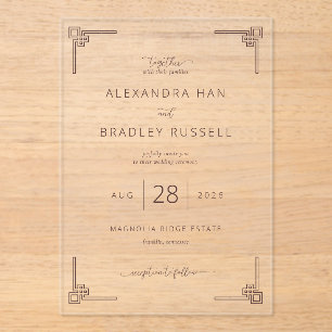 Elegant Gray Ornamental Wedding Acrylic Invitations