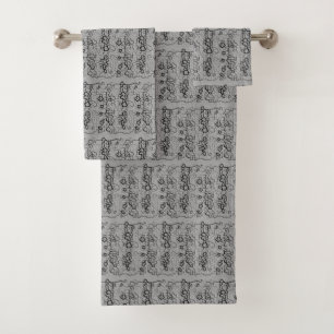 Elegant gray pattern Towel Set